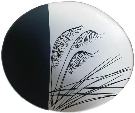 24cm Bowl - Coastal Toetoe - Dipped Black on White