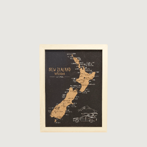 A4 Pin Cork Map | NZ Map Places I've Been
